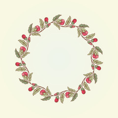 Vector vintage doodle flowers round frame for text
