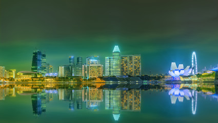 Plakat Singapore Skyline and view of Marina Bay