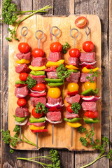 barbecue,raw beef skewer