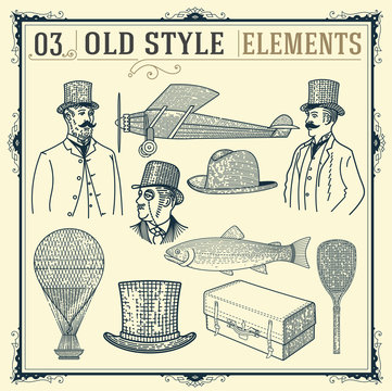 Old style elements set. Vector