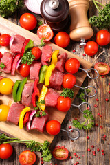 barbecue,raw beef skewer