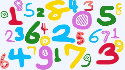 colorful drawing numbers 1 2 3 4 5 6 7 8 9 0