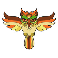 Vector illustration of a cute colored cartoon owl, civetta colorata vettoriale