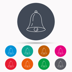 Bell icon. Sound handbell sign.