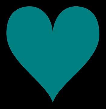 Simple teal-green heart, isolated over a white background. Vector.