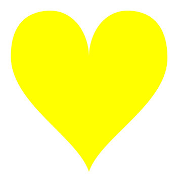 Simple yellow heart, isolated over a white background. Vector.