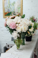 flowers of colored peonies