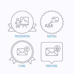 Mail, presentation and meeting chat bubbles.