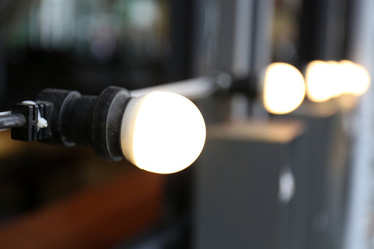 Light bulbs on blurred background
