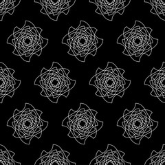 Monochrome geometric thin line seamless pattern. Black and white background. Vector illustration