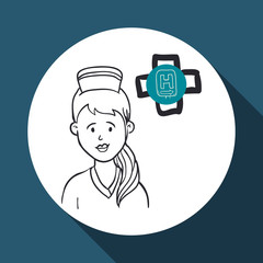 Medical care concept. Nurse icon. White background , vector