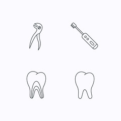 Tooth, electric toothbrush and pliers icons.