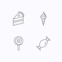 Cake, candy and ice cream icons.