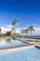 Promenade alley at Molos Park in center of Limassol, Cyprus