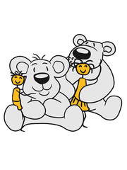 fondle young nanny cuddling stuffed animal polar bear sitting sweet cute comic cartoon teddy bear dick big