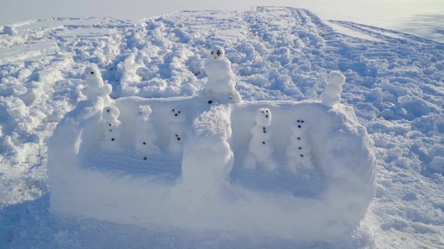 Lots of snowman on a chair like image. A snowman is an anthropomorphic snow sculpture often built by children in regions with sufficient snowfall.
