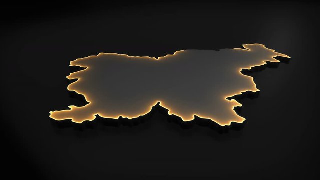 Seamless looping 3D animation of the map of Slovenia including 2 versions and alpha matte