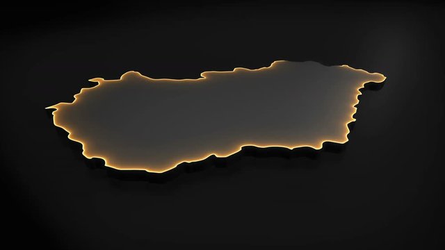 Seamless looping 3D animation of the map of Hungary including 2 versions and alpha matte