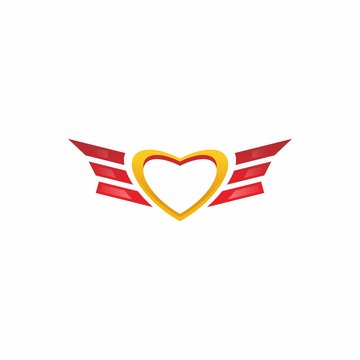 Abstract wings love heart Logo icon