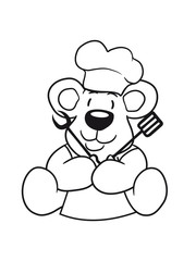 grillmeister cuisines chef chef hat cook barbecue restaurant cook delicious food sweet little cute teddy bear sitting funny dick