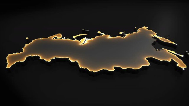 Seamless looping 3D animation of the map of Russia including 2 versions and alpha matte