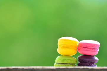 Macaron on the wood floor 