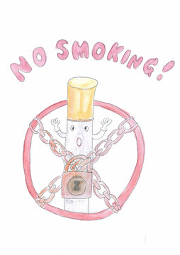 Watercolor painting of no smoking