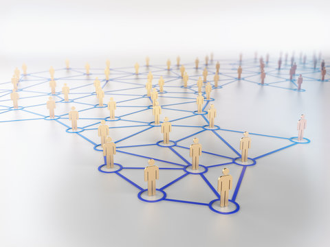 Social network with human symbol.3d rendering