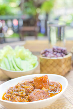 Northern Thai sweet chili curry paste Thai call Hang le with pork ginger peanut sweet and sour curry of pork the delicious food of Thai northern style.