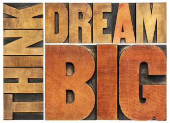 think and dream big word abstract