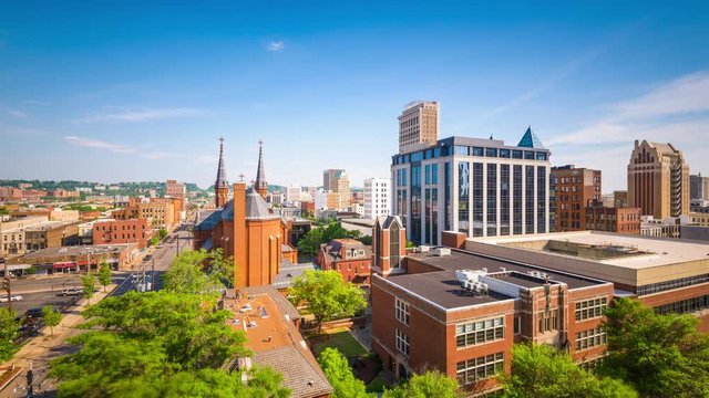 Birmingham, Alabama, USA downtown skyline time lapse.