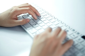business woman hand typing on laptop keyboard