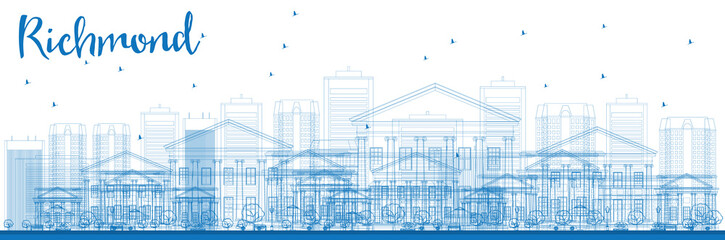 Obraz premium Outline Richmond (Virginia) Skyline with Blue Buildings.