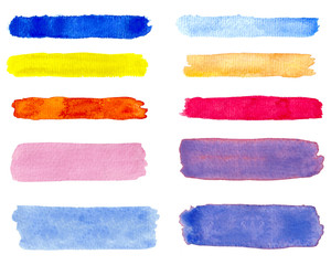 Watercolor hand painted brush strokes banners collection