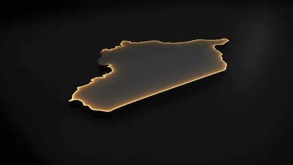 Seamless looping 3D animation of the map of Syria (with state flag) including 2 versions and alpha matte