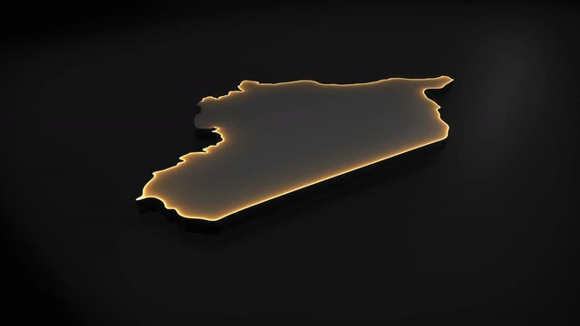 Seamless looping 3D animation of the map of Syria (with state flag) including 2 versions and alpha matte