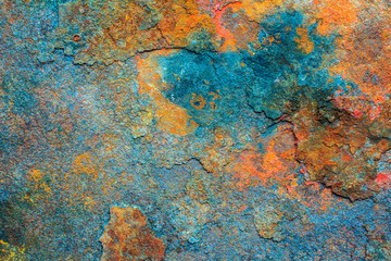 Abstract background texture of rusty dirty iron metal plate. Old rusty metal. Colorful rusted metal...
