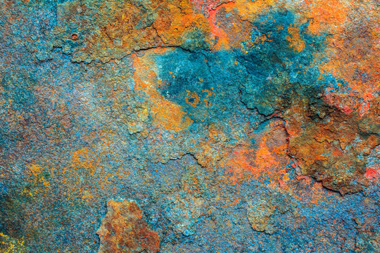 Abstract background texture of rusty dirty iron metal plate. Old rusty metal. Colorful rusted metal for design with copy space for text or image.