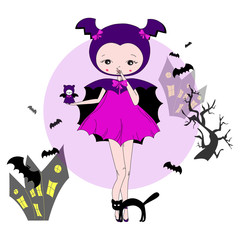 Girl in a suit of bat