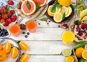Citrus juice, fresh fruits and berries