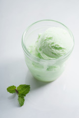 lime ice cream in green color.