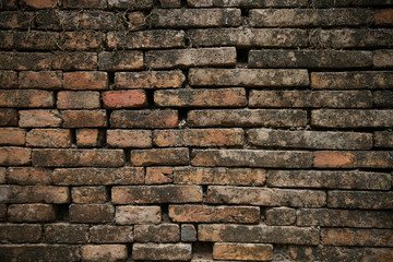 brick background. brick background and empty area for text. wall brick in retro style. old brick or crack brick background. damage wall and stand by for repair.