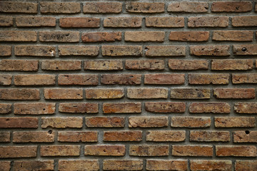 brick background. brick background and empty area for text. wall brick in retro style. old brick or crack brick background. damage wall and stand by for repair.