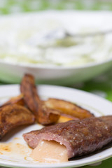 Gourmet burger stuffed with cheese