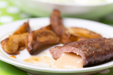 Gourmet burger stuffed with cheese