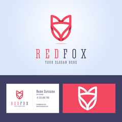 Red fox logo and business card template.