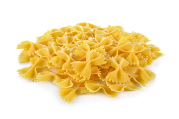 Farfalle (Bow Ties) pasta on white background