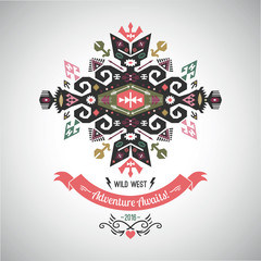 Vector colorful decorative element on native ethnic style