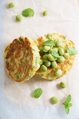 green pea fritters.