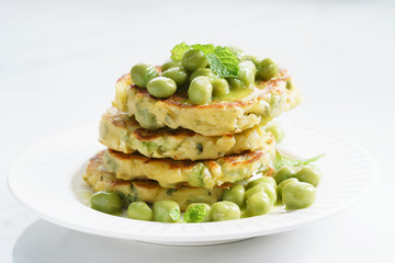 green pea fritters.